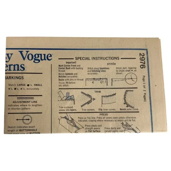 70s Vogue 2976 Sewing Pattern Size12 Stan Herman pull Over Tent Dress Uncut VTG - Picture 4 of 7